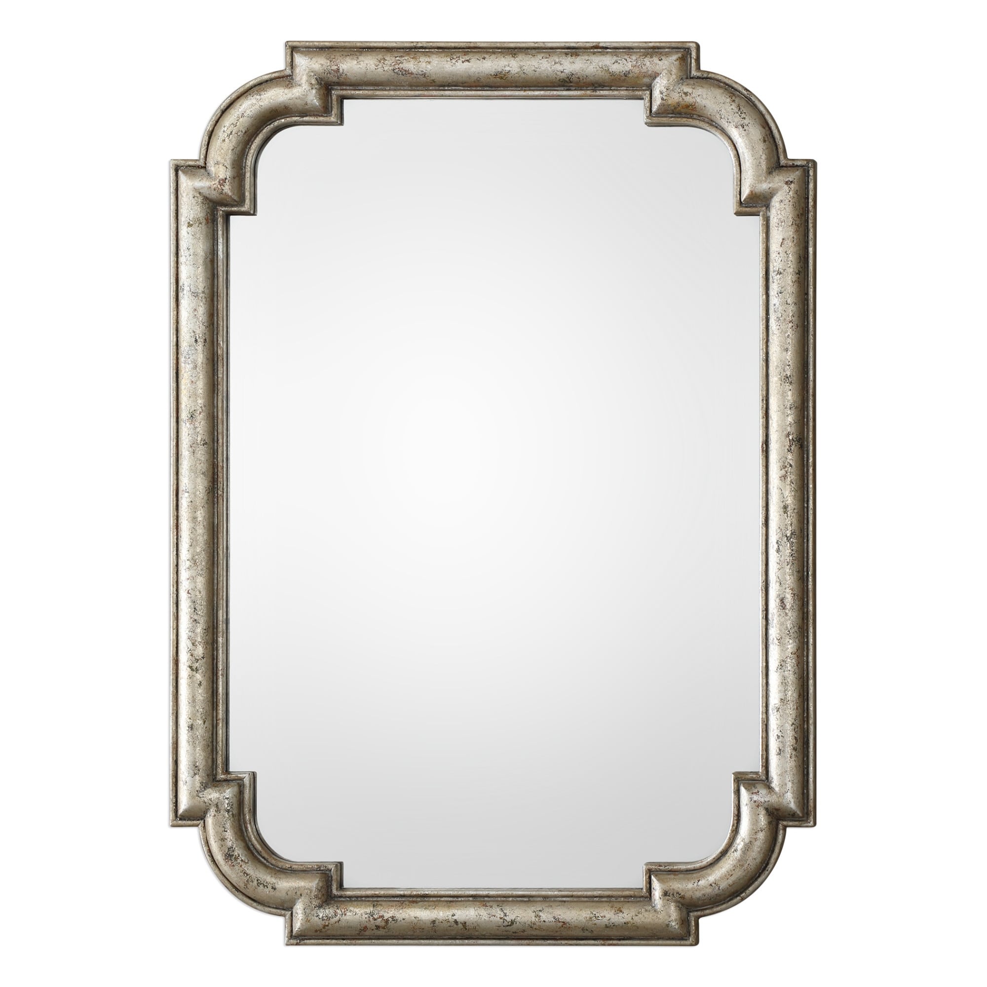 Uttermost 09385 Calanna 32 3 4 Inch Wide Rectangular Framed Flat Mirror By David Distressed Silver Leaf