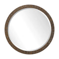 Uttermost 09459 Wayde 30 Diameter Wood Bark Framed Beveled Round Mirror Antiqued Gold Leaf