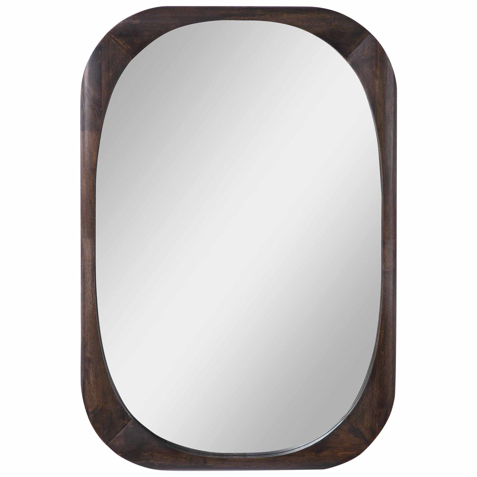Uttermost 09552 Sheldon 38 X 26 Rectangular Flat Wood Framed Accent Mirror Dark Walnut