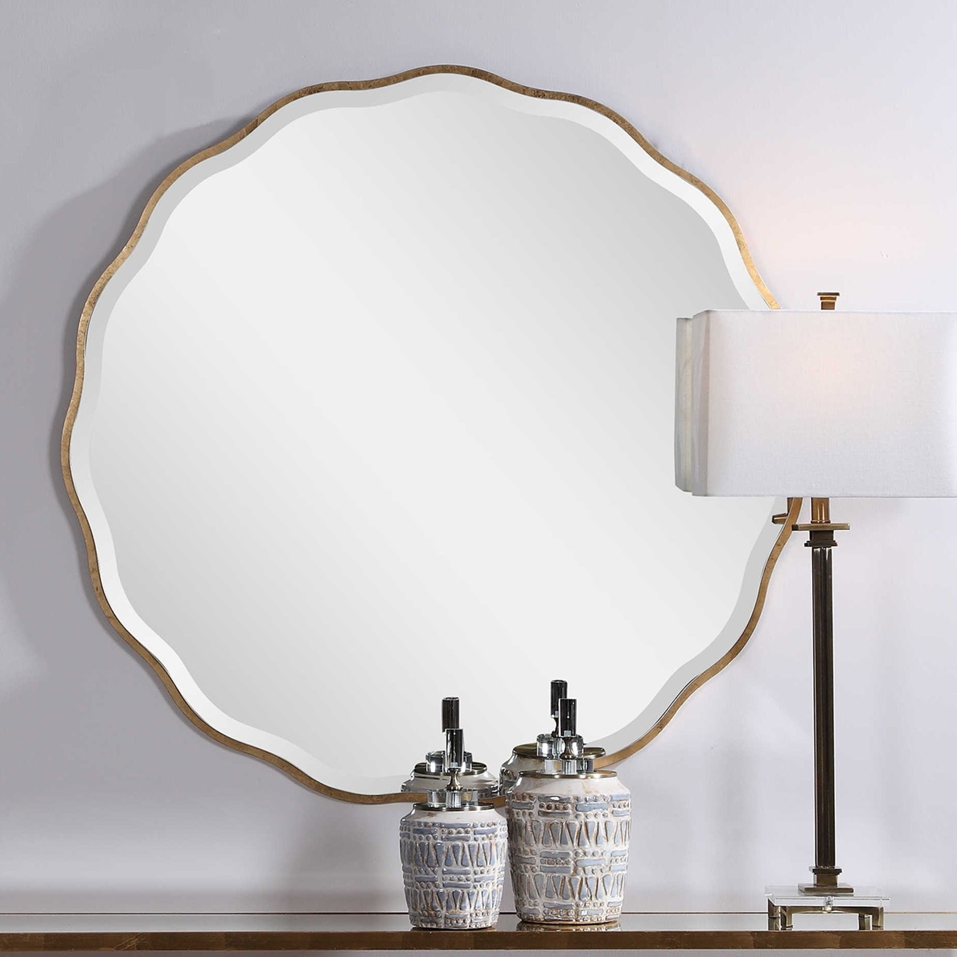 Uttermost 09611 Uttermost 09611 Aneta 42 Circular Beveled Framed Accent Mirror Aged Gold