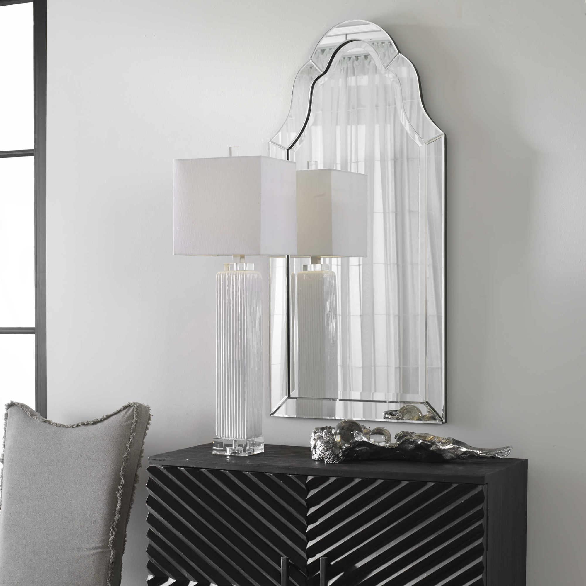 Uttermost 11912 B Hovan Arched Frameless Mirror Beveled Glass