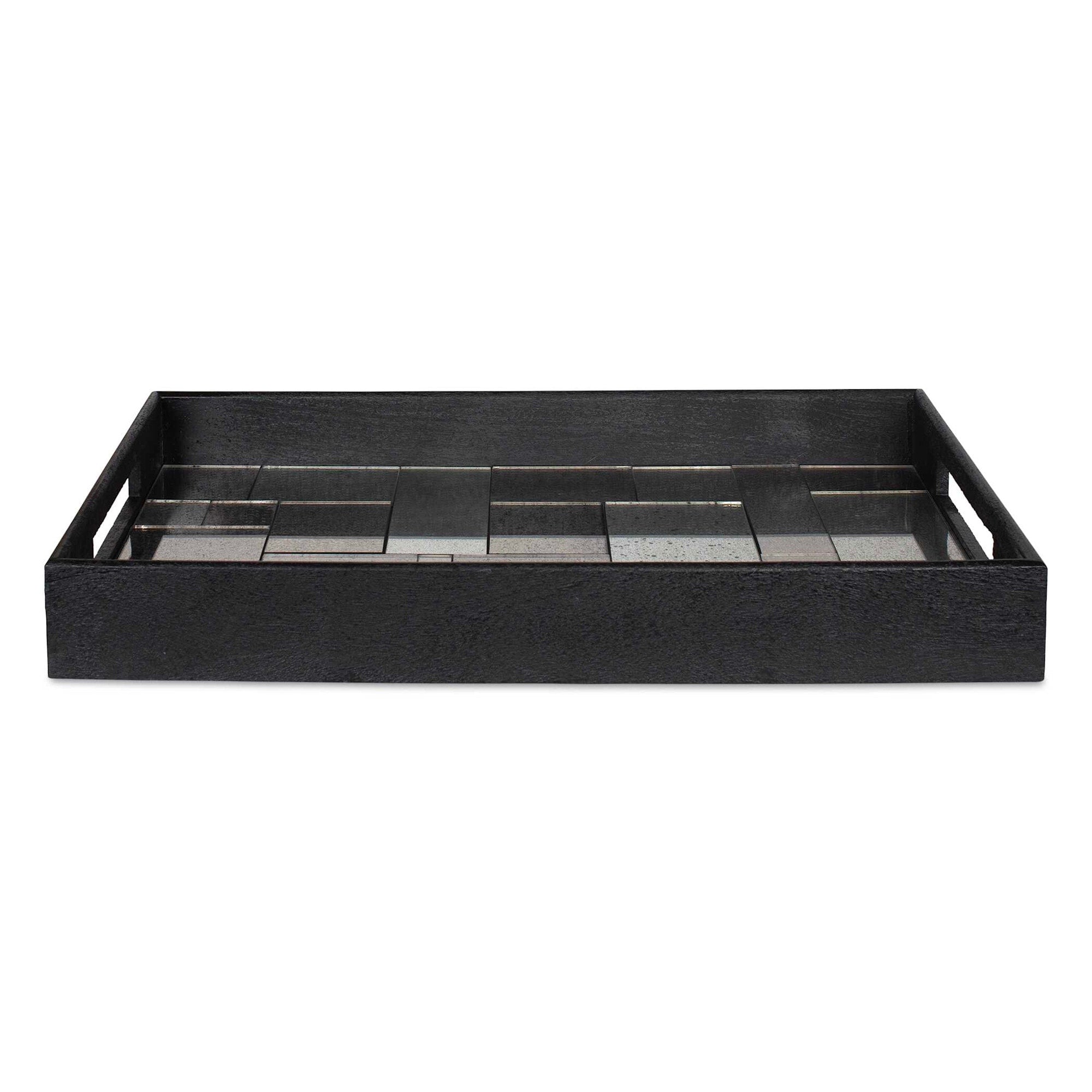 Uttermost 18261 Modern 24 Wide Glass Mango Decorative Tray Black Antique Mirrored