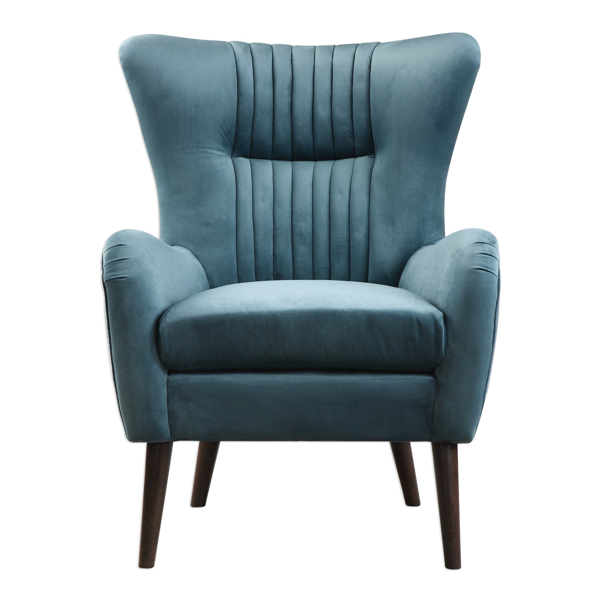 Uttermost 23314 Dax 29 Inch Wide Wood Frame Accent Chair With Fabric Upholstery Teal Velvet