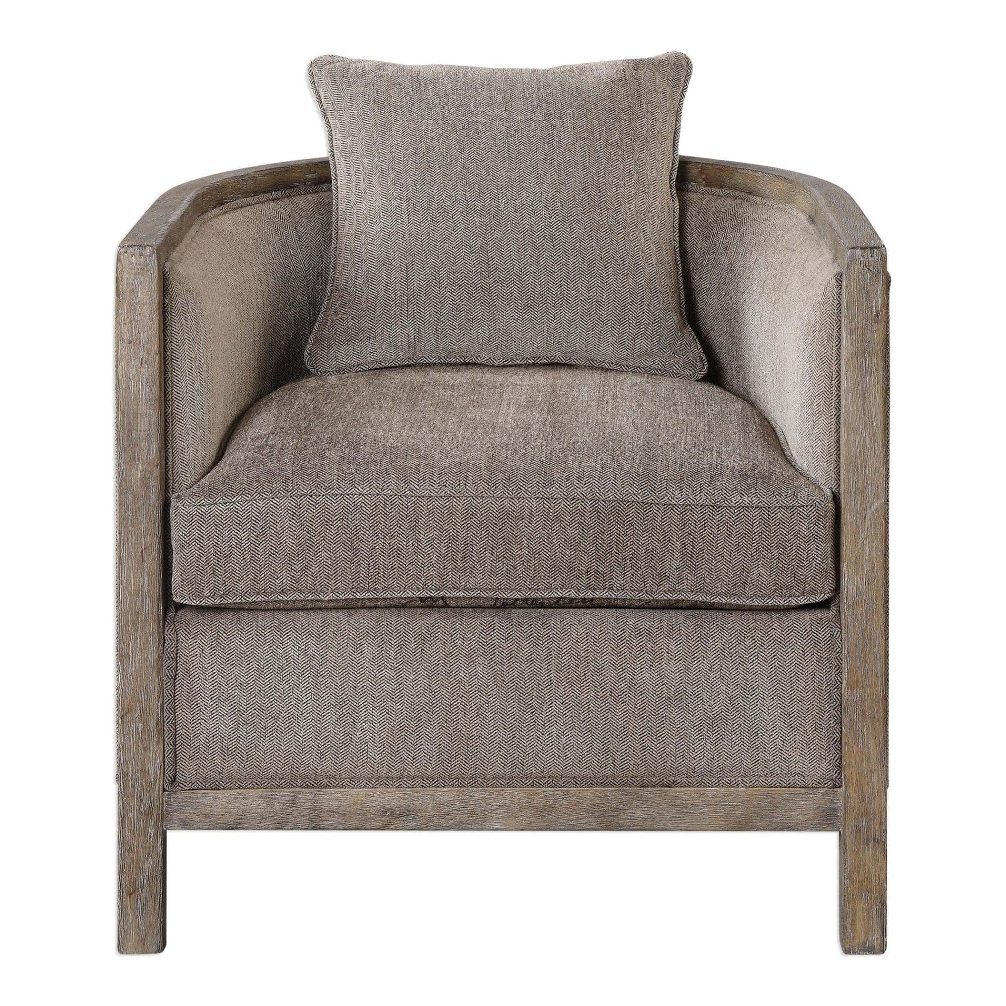 Uttermost 23359 Viaggio 29 Inch Tall Wood Framed Arm Chair With Fabric Upholster Grey N A