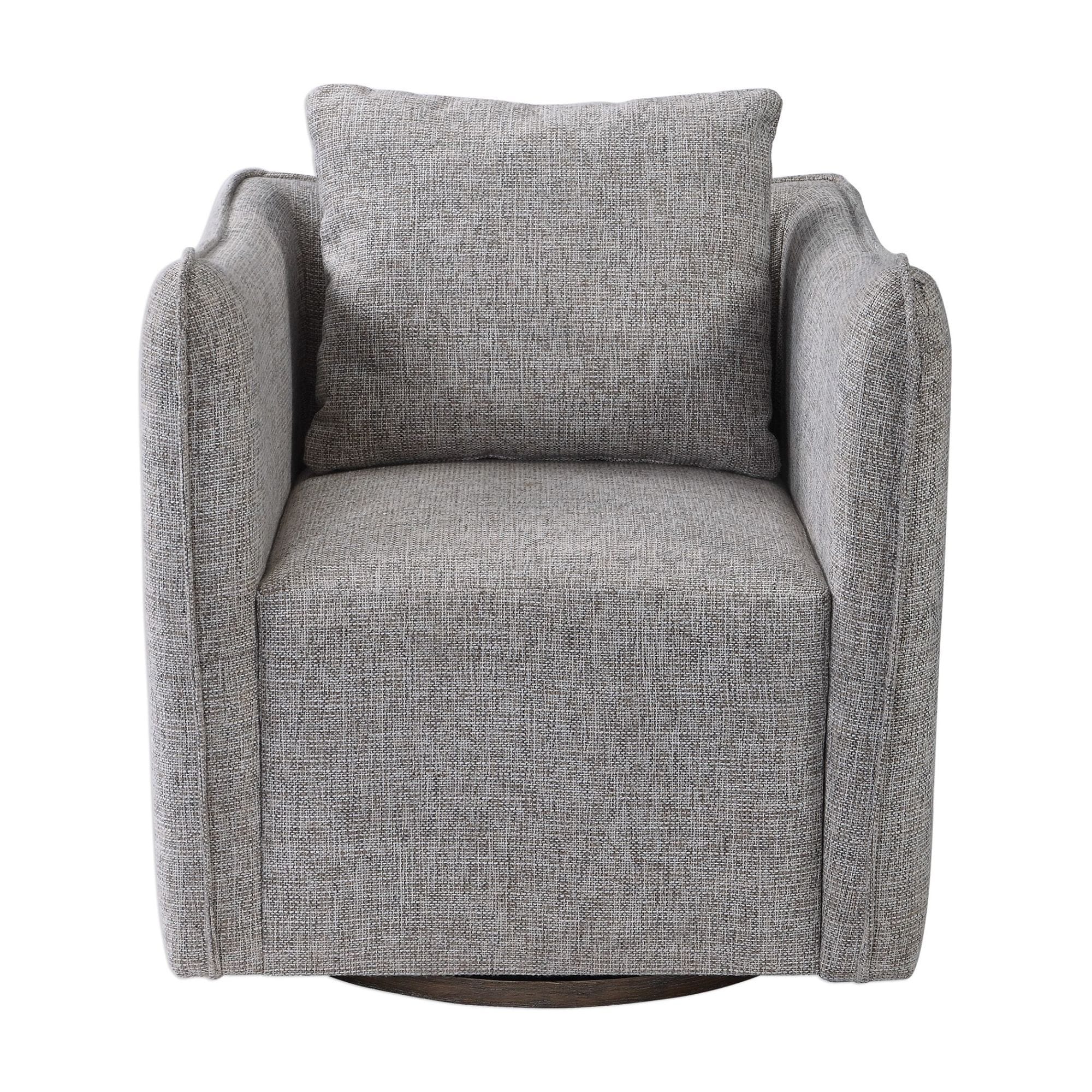 Uttermost Corben 29 Wide Shelter Arm Wood Frame Swivel Accent Chair Natural Stone