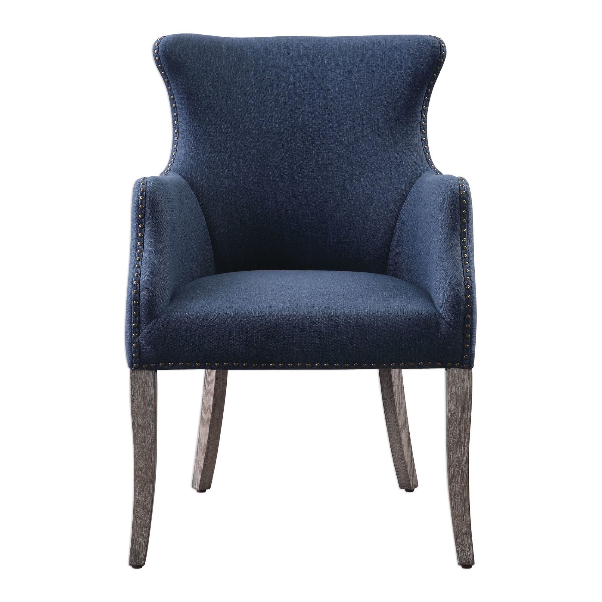 Uttermost Yareena 24 1 2 Wide Wood Framed Linen Wingback Chair Denim Blue