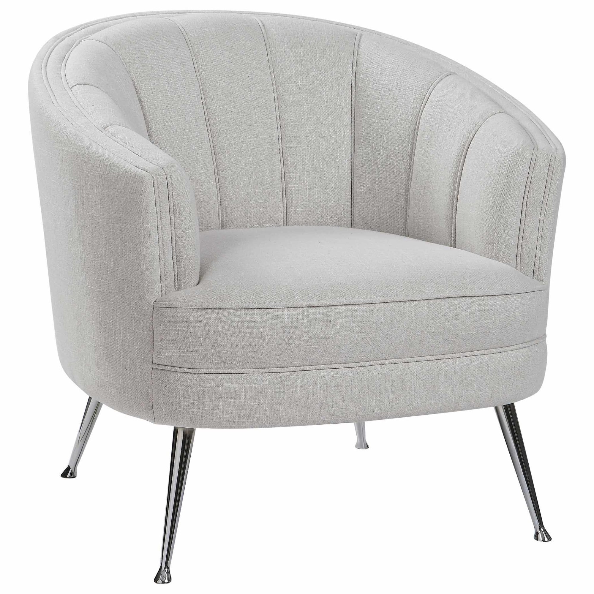 Uttermost Janie 33 Wide Upholstered Arm Chair With Iron Legs Cream