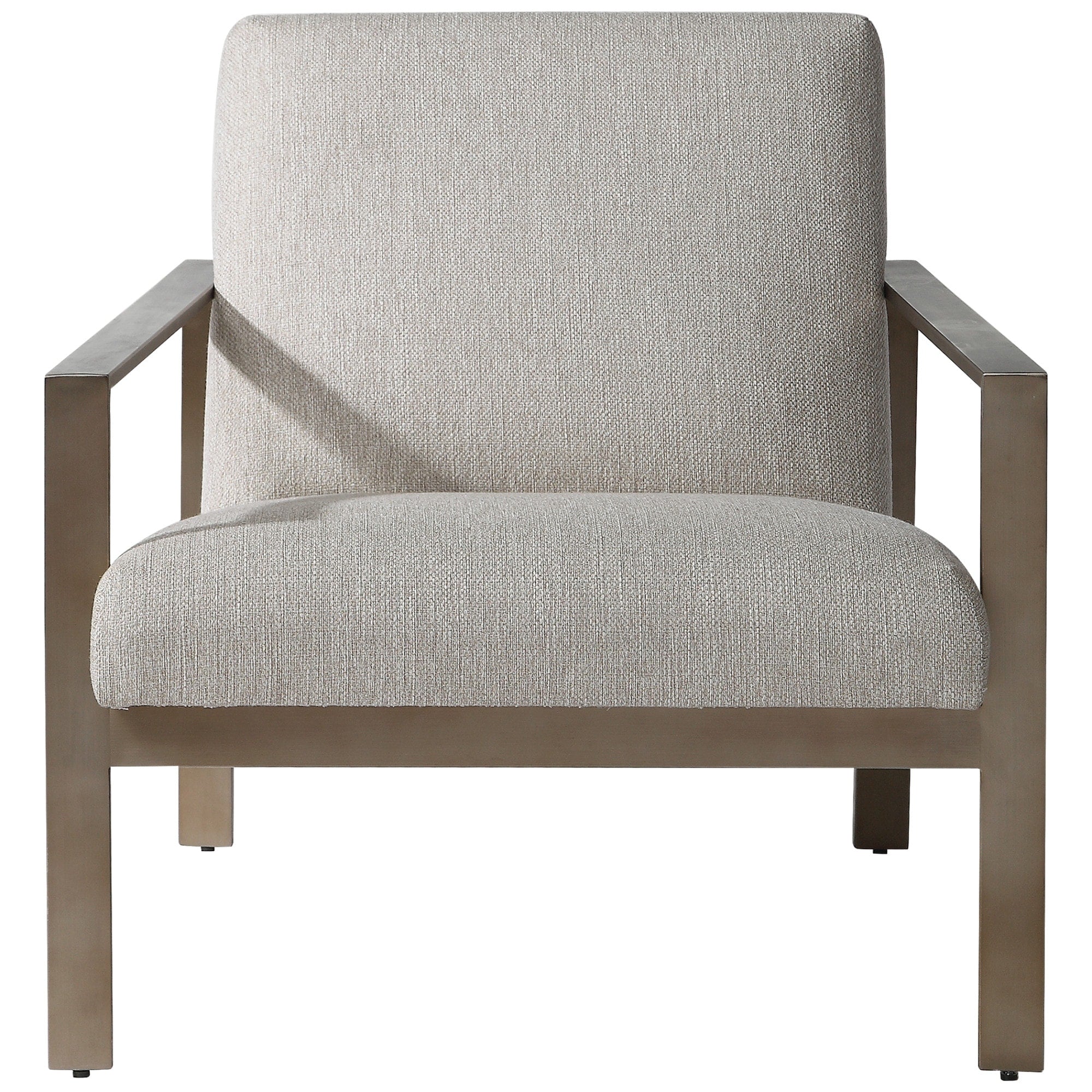 Uttermost 23525 Wills 30 Wide Stainless Steel Framed Fabric Upholstered Arm Chair Warm Oatmeal Brass