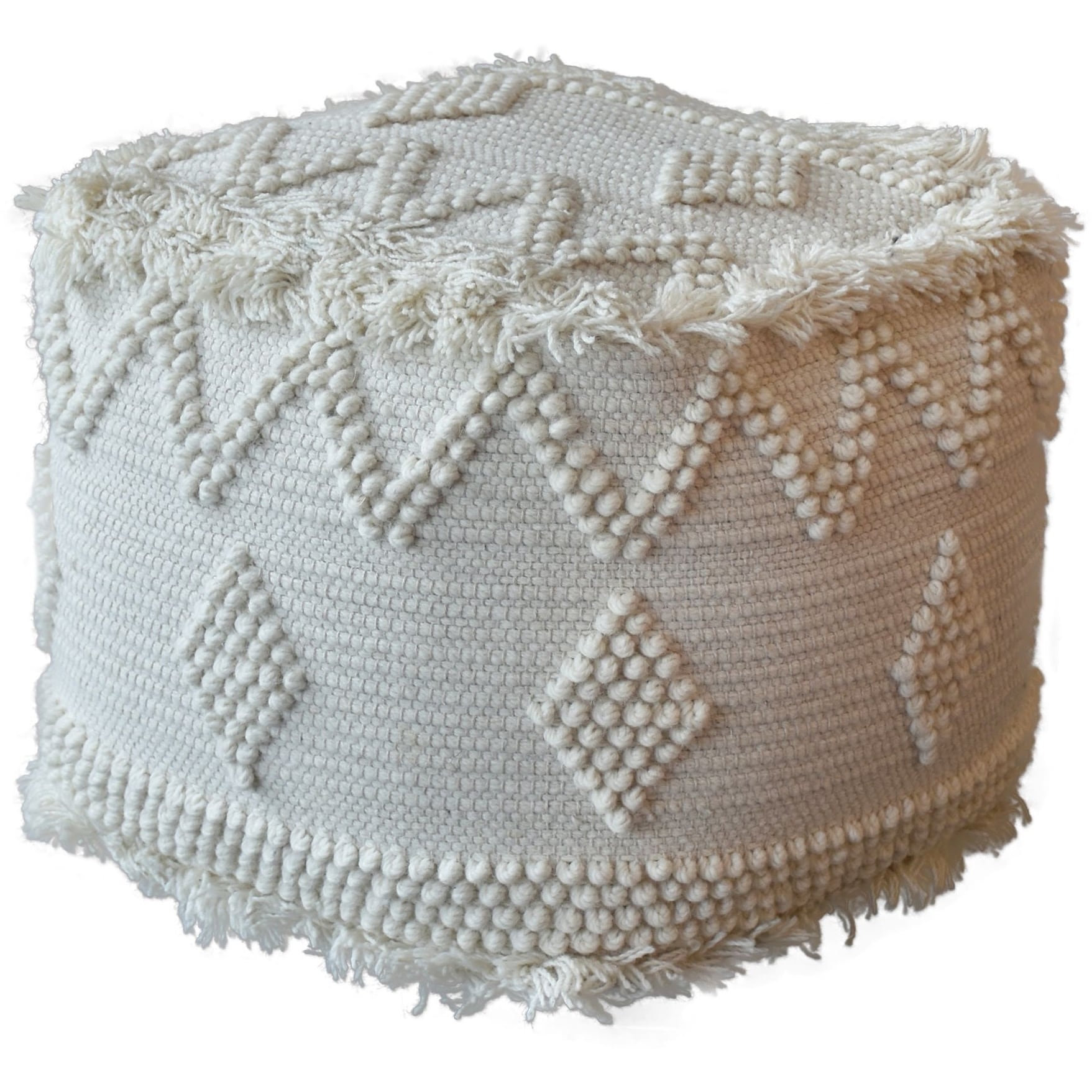Uttermost Uriah 18 Wide Cotton And Wool Ottoman Pouf Ivory