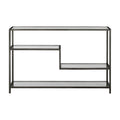 Uttermost 24810 Leo 52 Inch Wide Iron Console Table With Tempered Glass Shelves Aged Gunmetal
