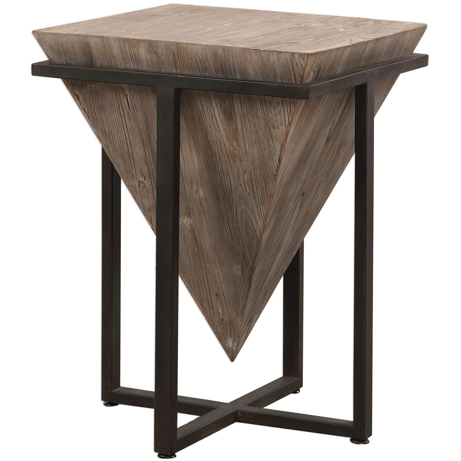 Uttermost Bertrand 18 1 4 Long Iron And Fir Wood Accent Table Deep Bronze And Natural