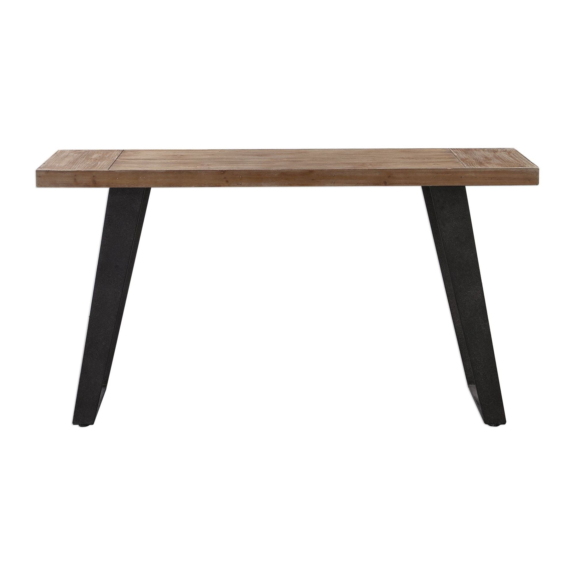Uttermost Freddy 55 Long Wood Top Metal Console Table Weathered Oak