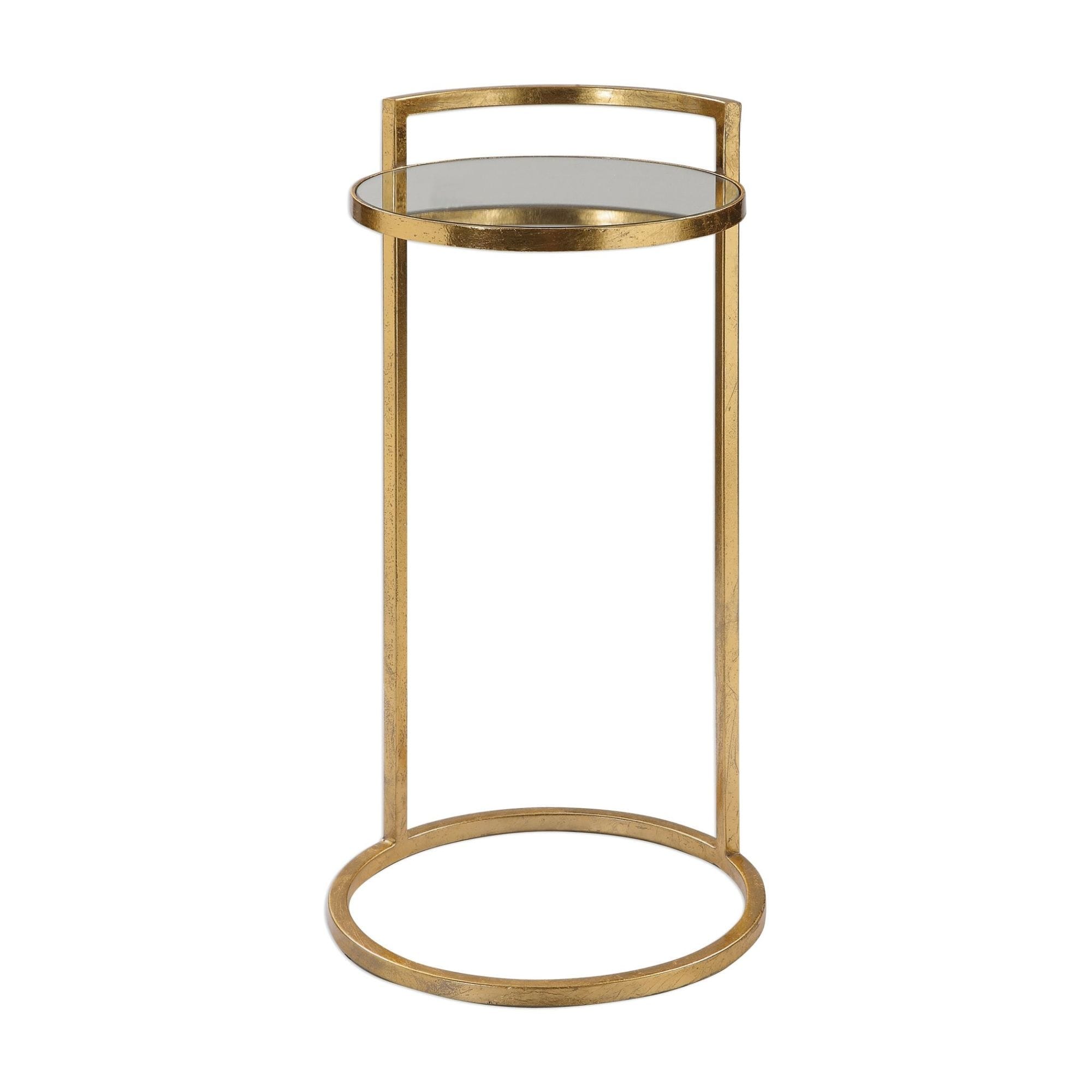 Uttermost Cailin 14 Wide Luxe Couch Iron Accent Table With Mirrored Bright Gold Leaf