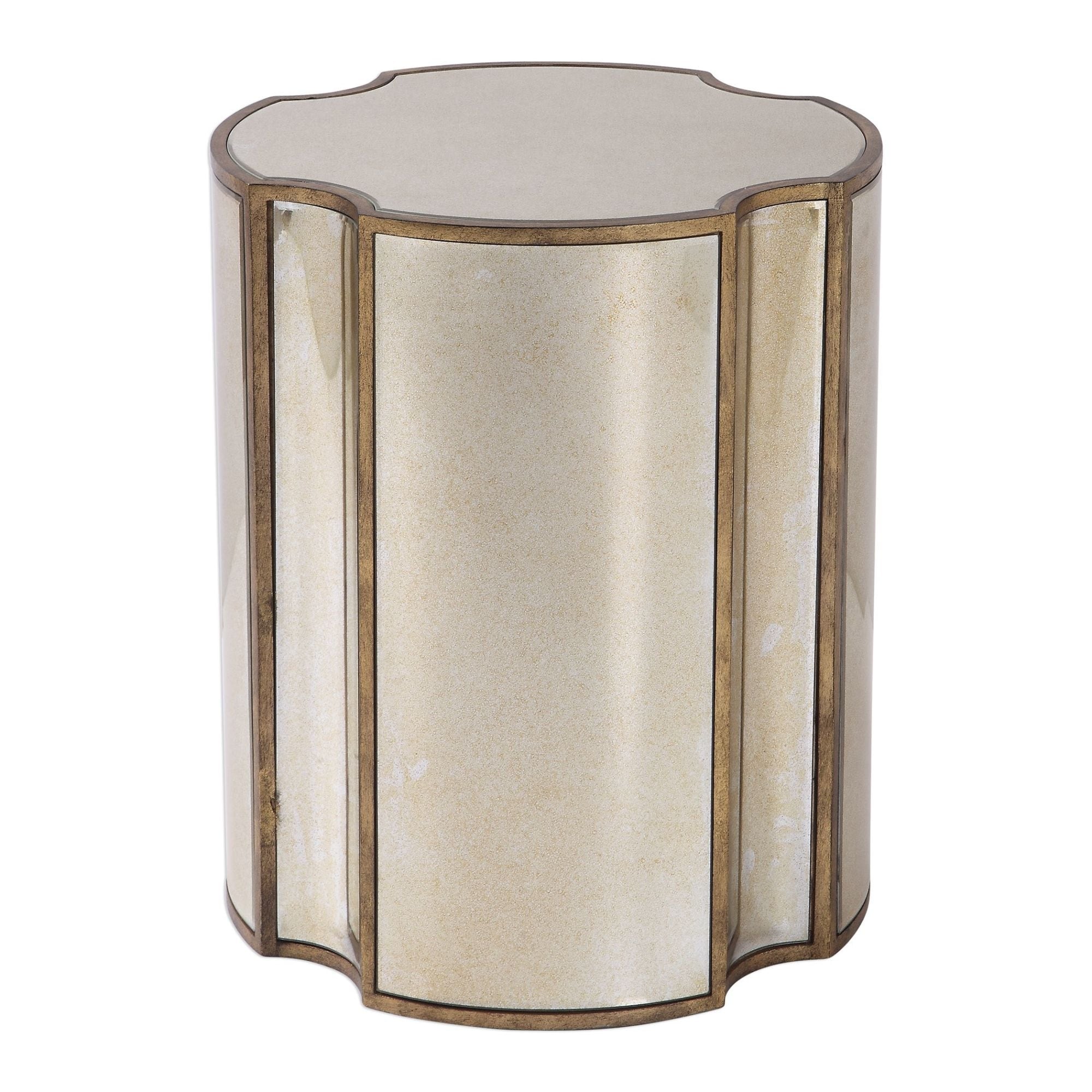 Uttermost Harlow 20 Wide Antique Mirrored Accent Table Antique Brass
