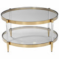 Uttermost Kellen 32 Diameter Glass Top Acrylic And Stainless Steel Gold