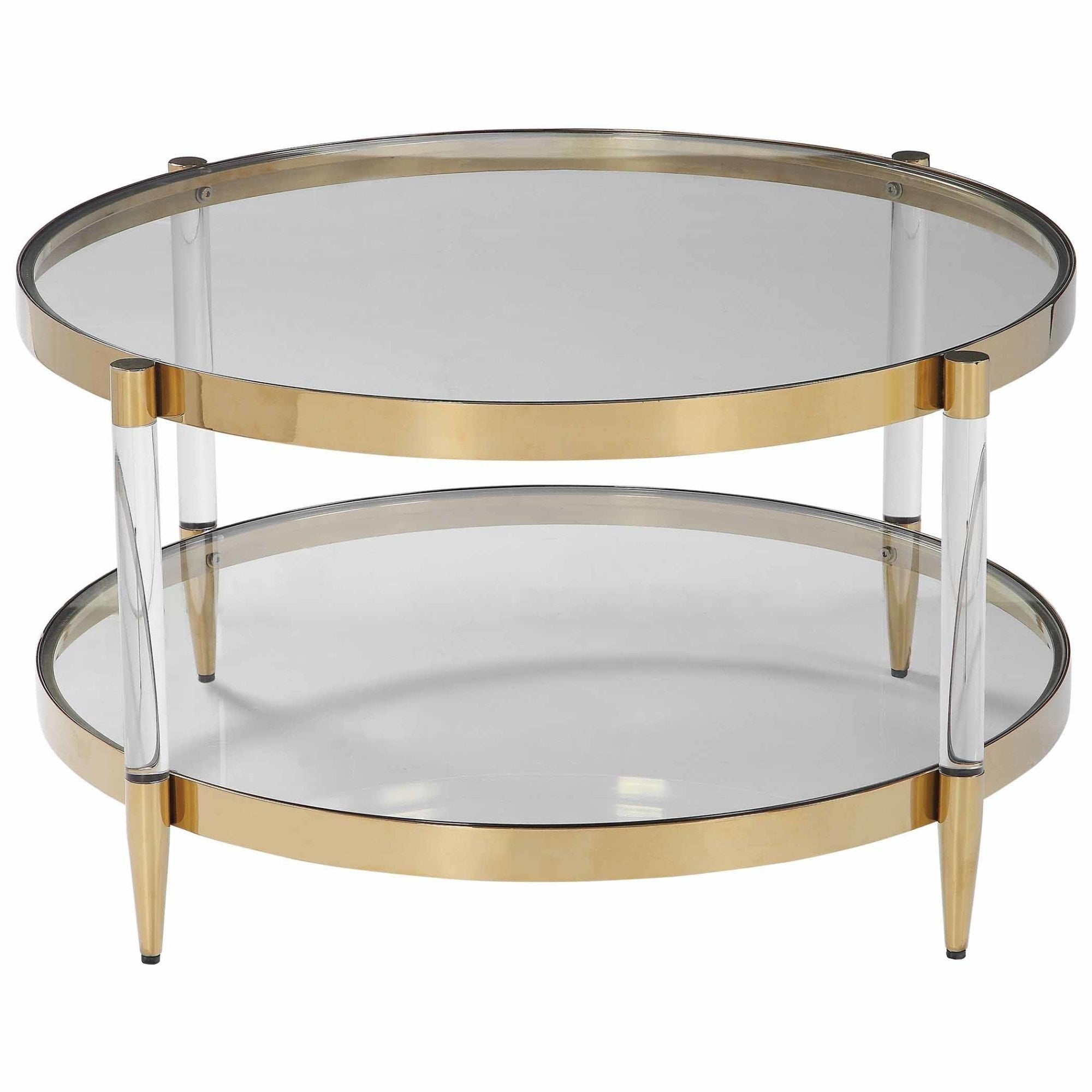 Uttermost Kellen 32 Diameter Glass Top Acrylic And Stainless Steel Gold