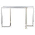 Uttermost 24937 Locke 51 Long Glass Top Stainless Steel Console Table Nickel Gold