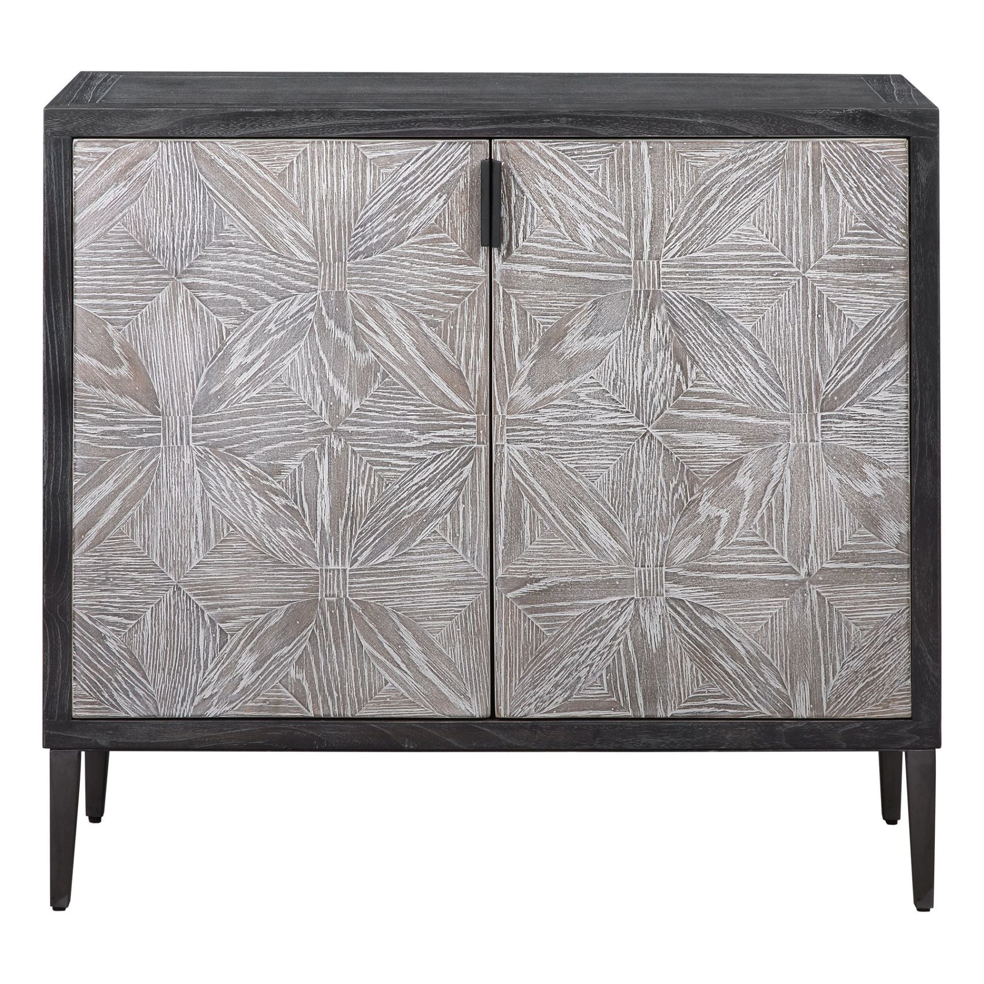 Uttermost 24957 Laurentia 37 Wide 2 Shelf Lodge Style Accent Cabinet Light Gray Black