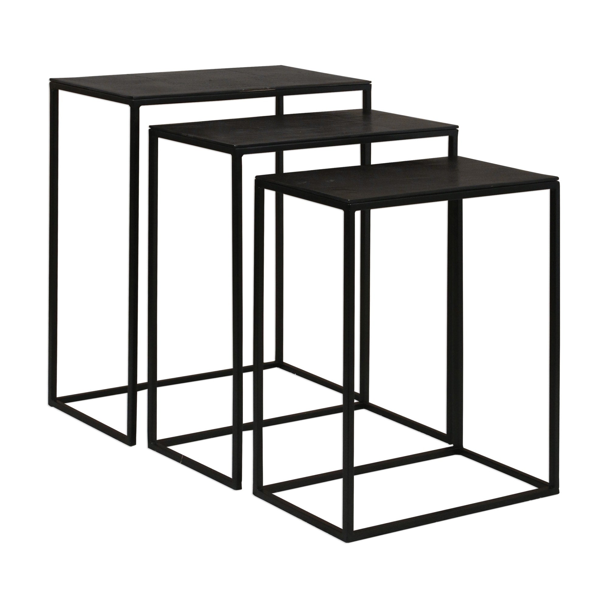 Uttermost Coreene Three Piece Iron Nesting Table Set With Aluminum Plated Antiqued Bronze