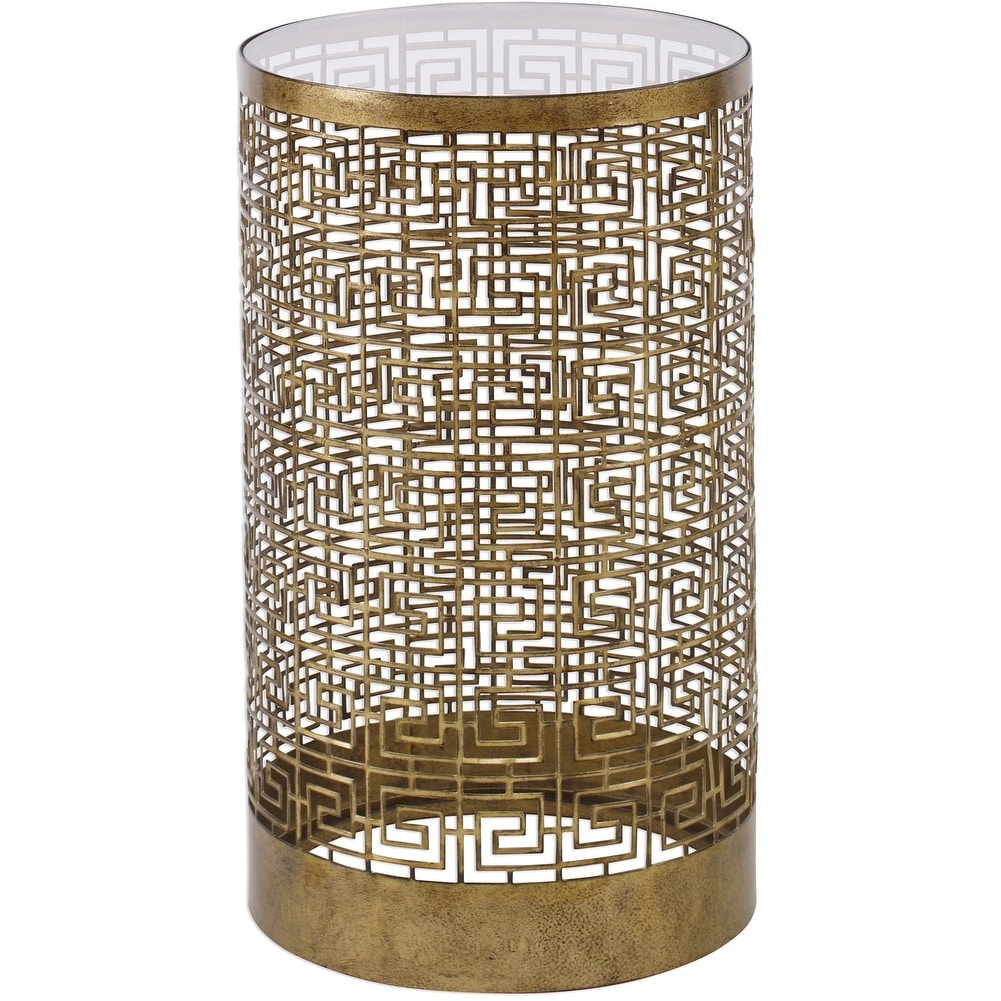Uttermost Algernon 13 1 2 Long Glass And Iron Accent Table Relic Gold