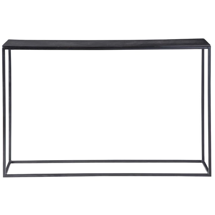 Uttermost 25051 Coreene 46 1 2 Wide Industrial Style Aluminum Slab Tob Console Sofa Table Aged Black Antique Bronze
