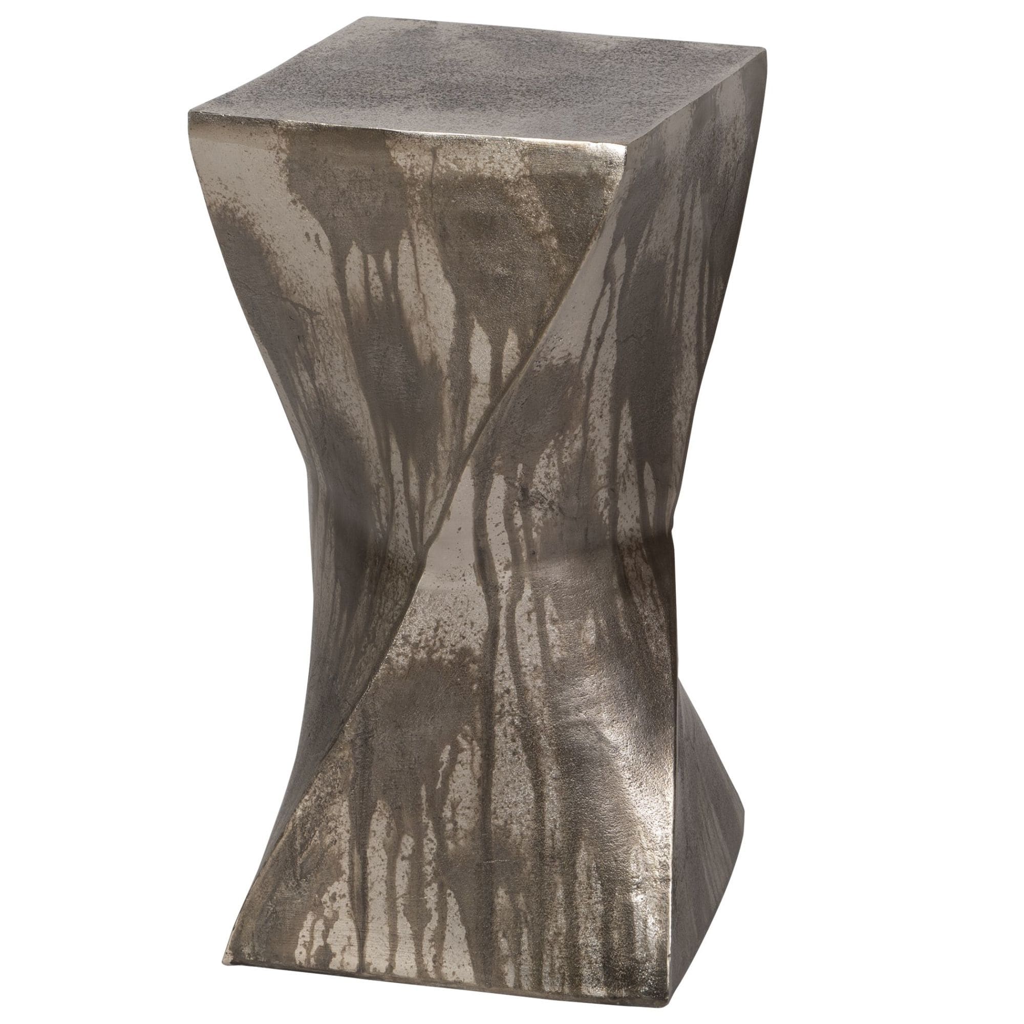 Uttermost 25063 Euphrates 10 Wide Distressed Twisted Hourglass Table Tarnished Silver