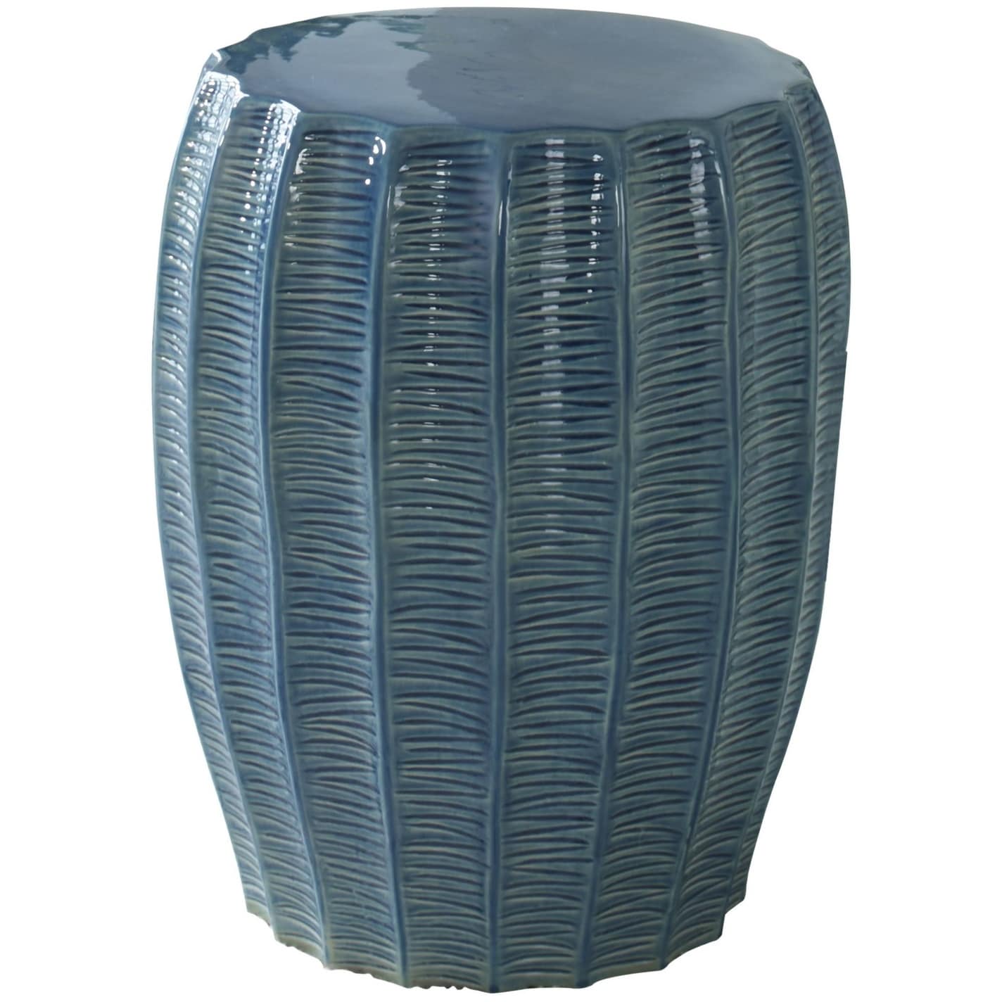 Uttermost 25154 Harbor 15 Wide Framed Earthenware Garden Stool Aqua Blue