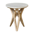 Uttermost 25437 Marnie 22 Diameter Stone Top Wood Side Table Natural Ivory