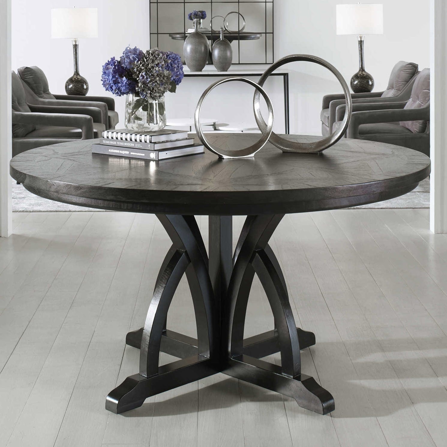 Uttermost 25861 Maiva 56 Inch Wide Mango Wood Dining Table By Matthew Williams Weathered Black N A