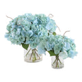Uttermost 60249 Tranquil 14 Wide Hydrangeas Artificial Plant In A Blue Clear