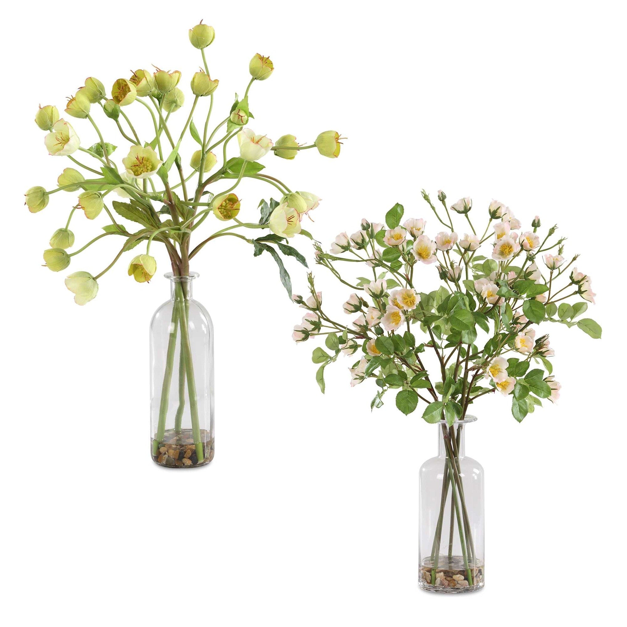 Uttermost 60251 Tranquility Lenten 18 Wide Hellebore Artificial Plant Blush Pink Light Yellow Clear
