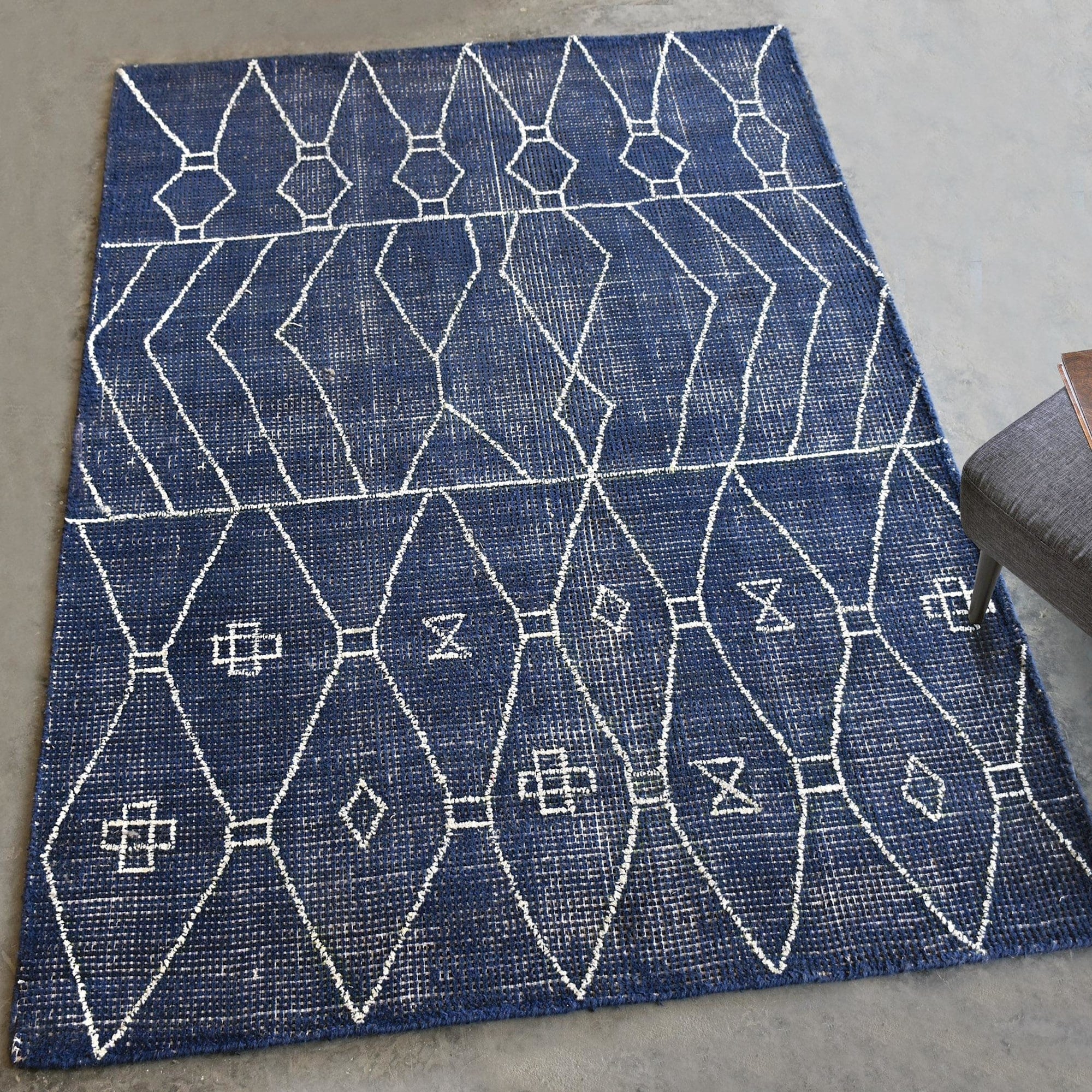 Uttermost 71147 5 Fressia 5 X 8 Wool Moroccan Tribal Indoor Blue