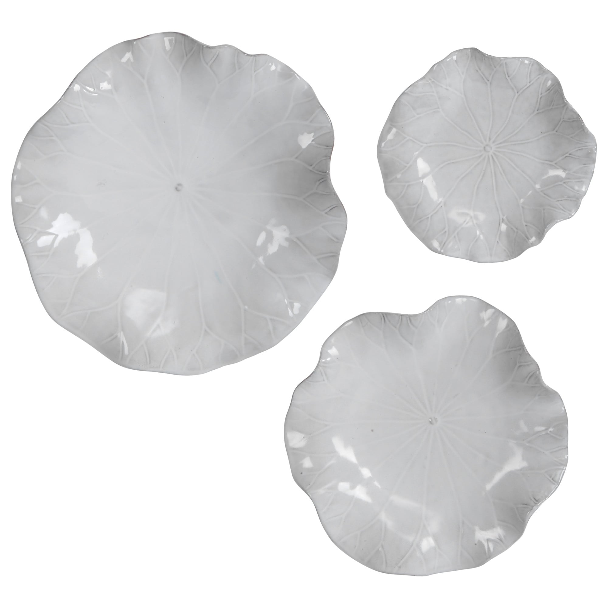 Uttermost 04234 Abella Abstract Flower Ceramic Wall Art Set Of 3 Fresh White