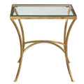 Uttermost 24641 Alayna 22 Wide Metal End Table Antiqued Gold Leaf