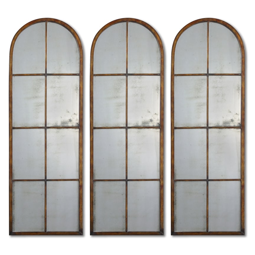 Uttermost Amiel Arched Brown Mirror One Mirror Brown Gold 16.5X50X1.375