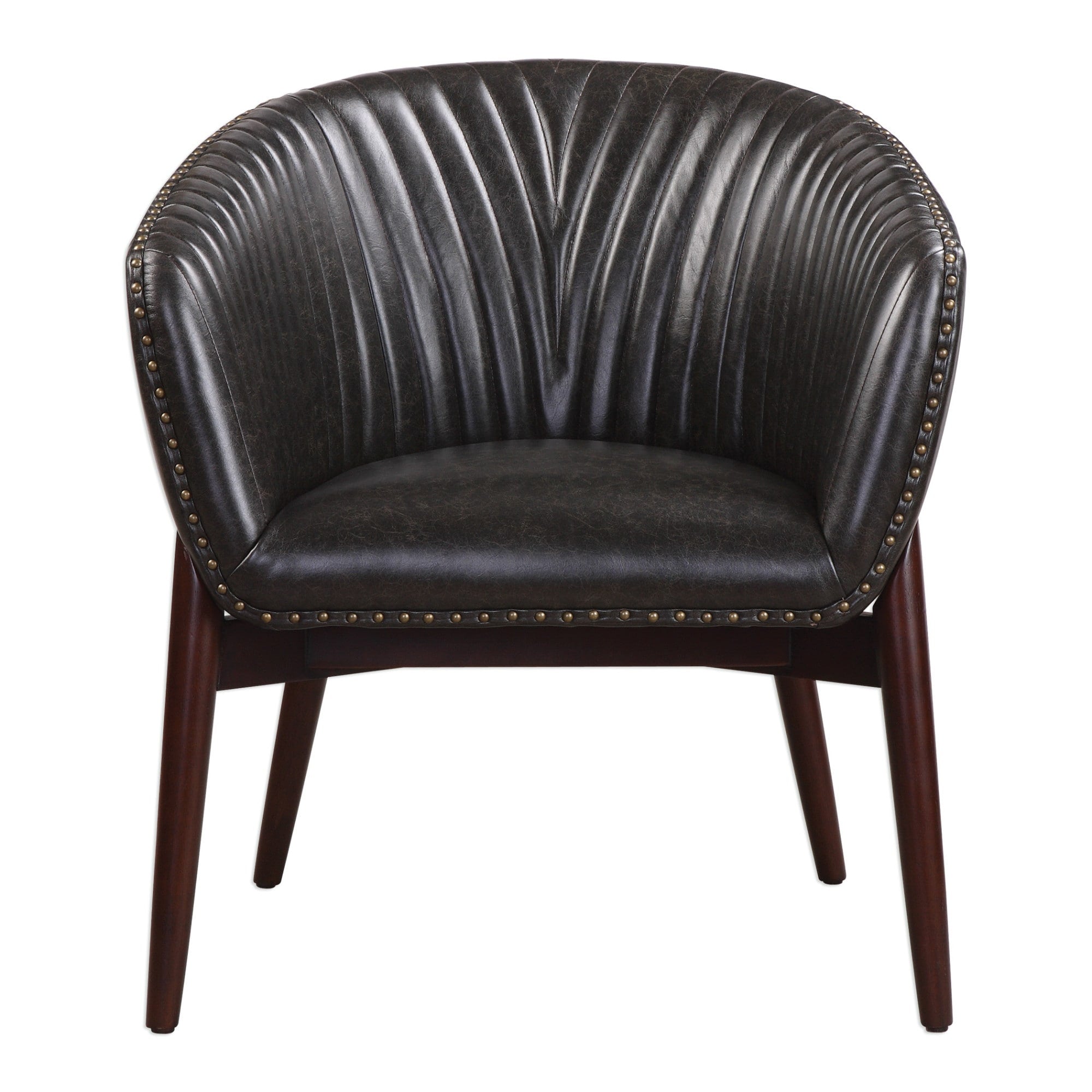 Uttermost 23380 Anders 27 1 2 Inch Wide Wood Frame Accent Chair With Fabric Upho Onyx