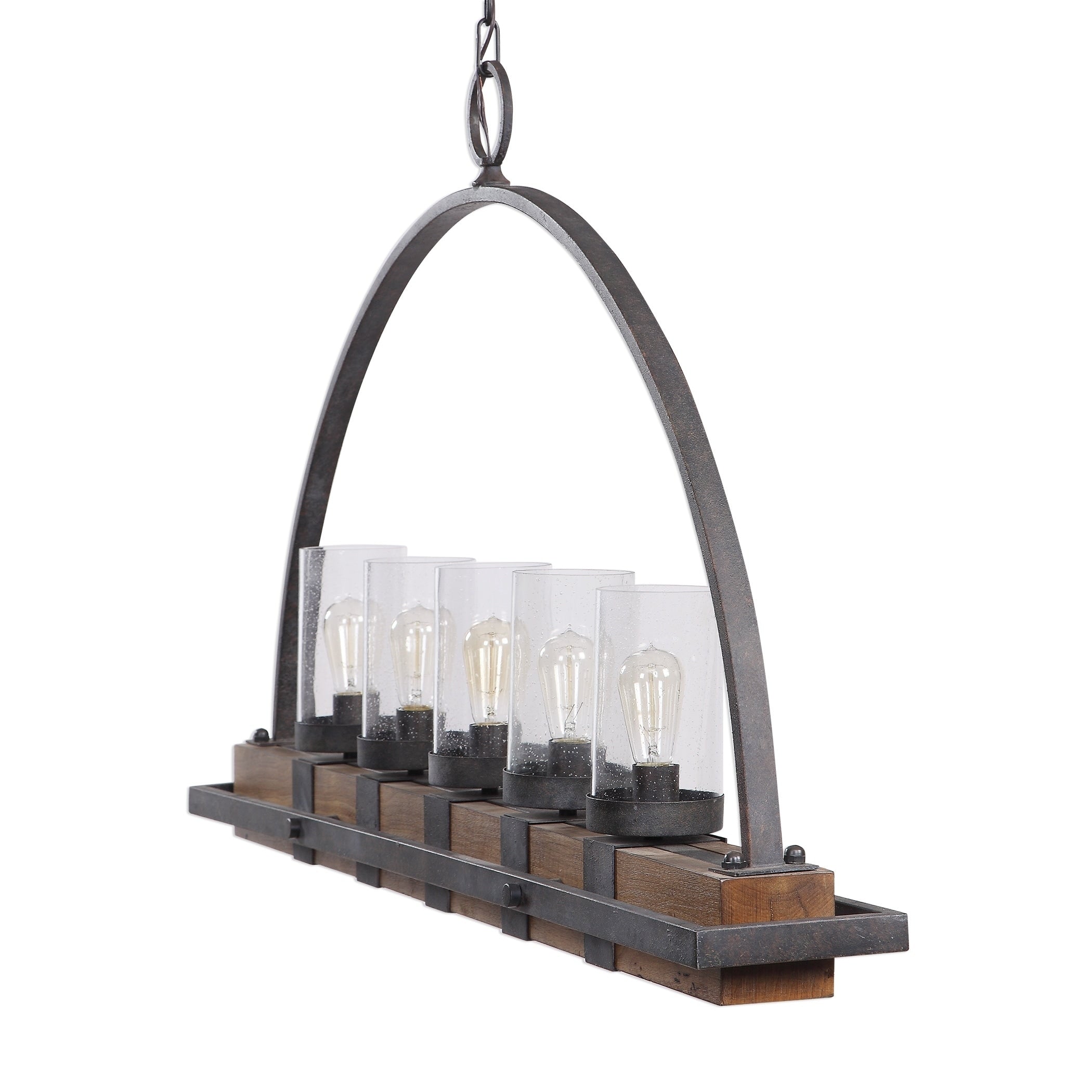 Uttermost Atwood Weathered Bronze 5 Light Rustic Linear Chandelier