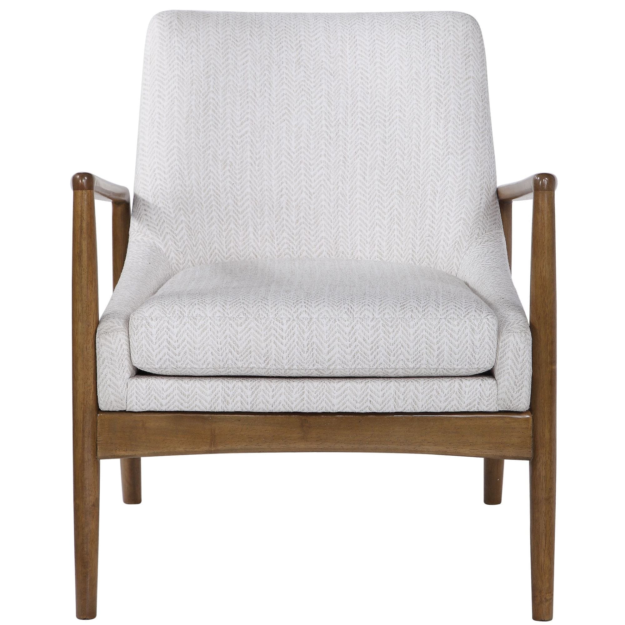 Uttermost 23519 Bev 27 Wide Fabric Rubberwood Framed Midcentury Modern Upholstered Arm Char Honey Taupe