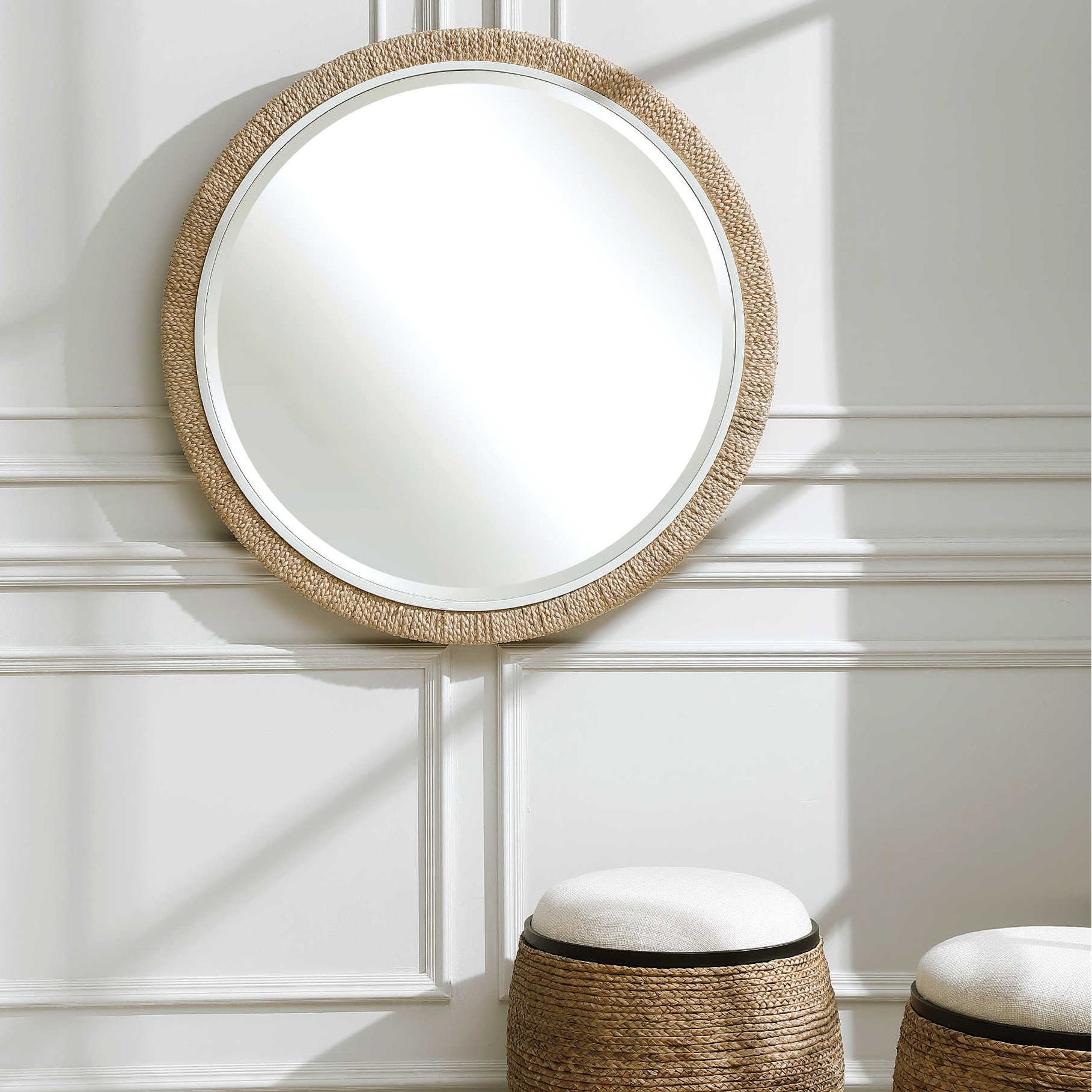 Uttermost 09668 Mrr Carbet 40 Round Modern Tropical Beach Large Wall Natural White