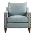Uttermost 23381 Charlotta 31 Inch Wide Wood Frame Accent Chair With Nailhead Tri Sea Mist