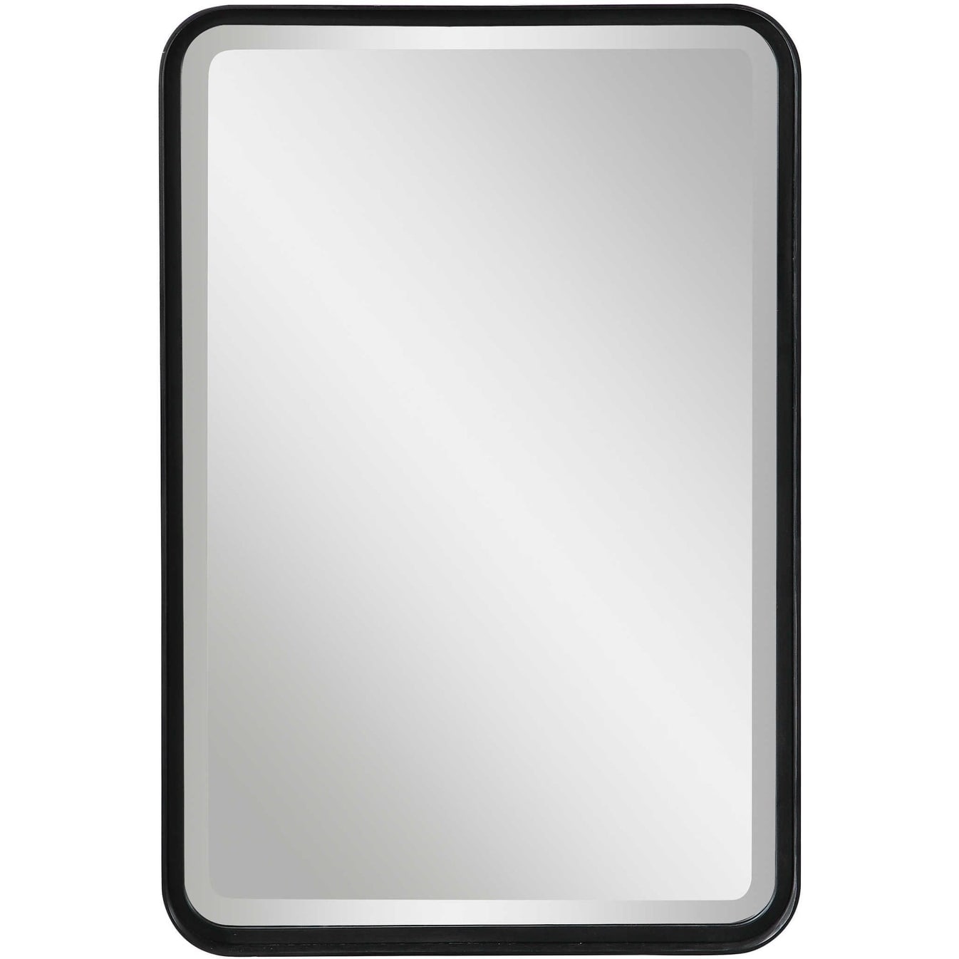 Uttermost 09573 Croften 30 1 4 X 20 1 4 Rectangular Beveled Iron Framed Wall Mounted Bathroom Mirror Matte Black
