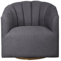 Uttermost 23536 Cuthbert 31 Wide Fabric Upholstered Channeled Chair With Stainless Steel Swivel Base Charcoal