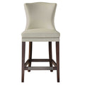 Uttermost 23443 Dariela 20 Inch Wide Birch Wood Frame Kitchen Stool With Nailhea Cream White Walnut