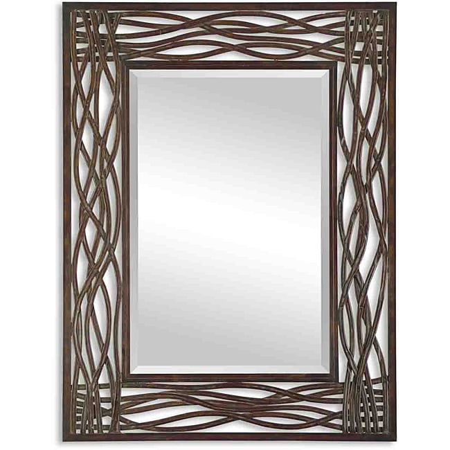 Uttermost Dorigrass Distressed Mocha Rustic Metal Framed Mirror 32X42X0.5