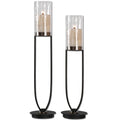 Uttermost Durga Matte Black Candleholders Set Of 2