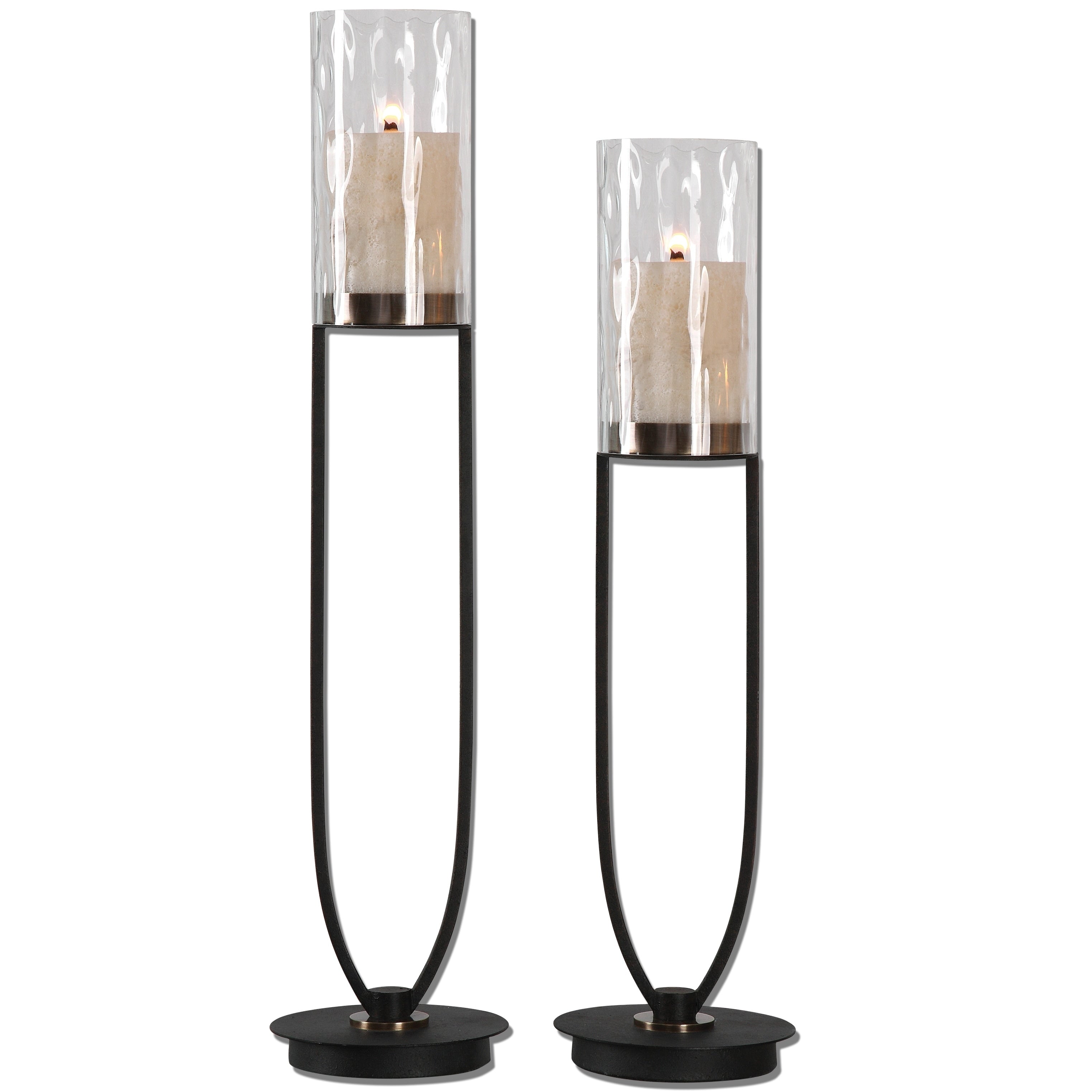 Uttermost Durga Matte Black Candleholders Set Of 2