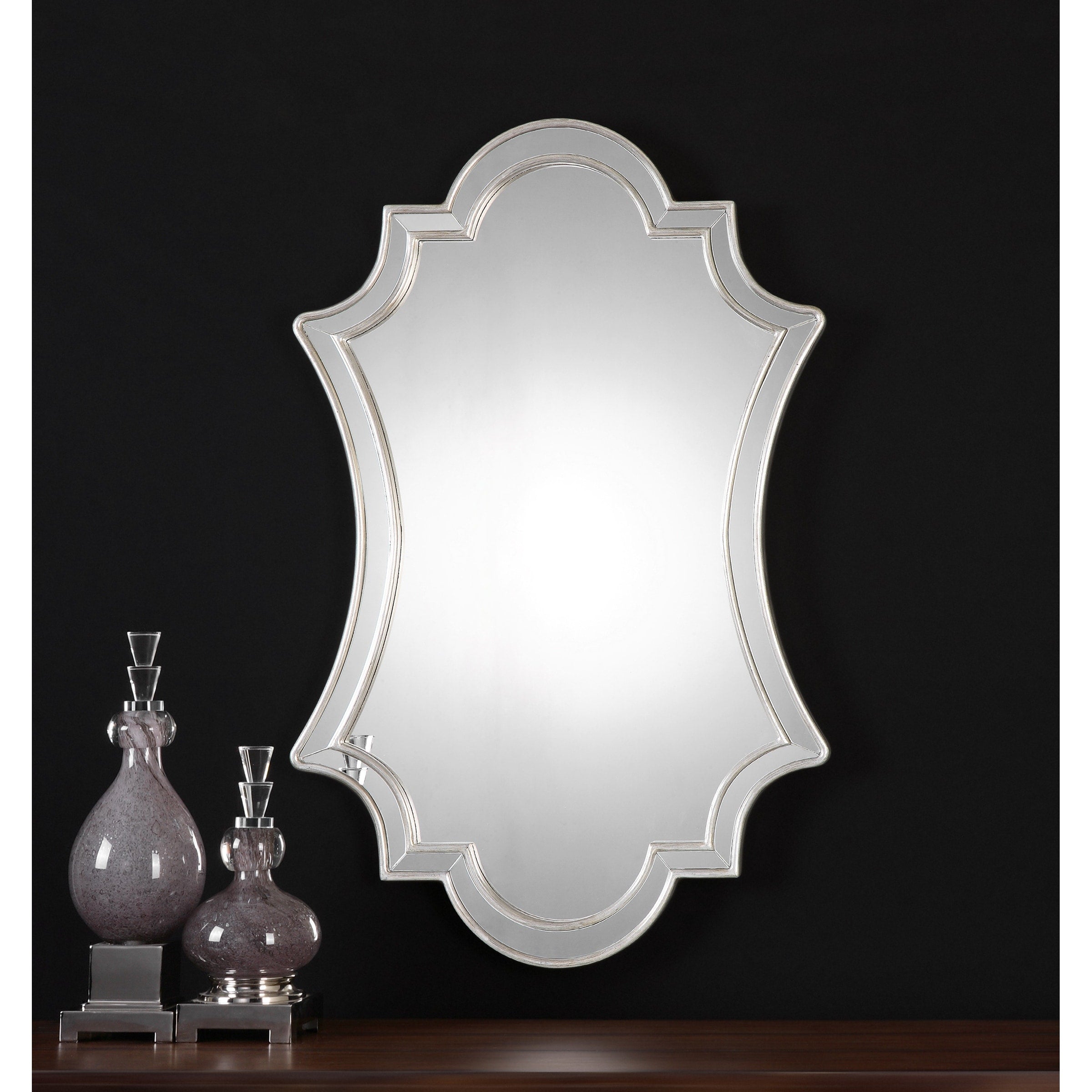 Uttermost Elara Decorative Antiqued Wall Mirror Antique Silver 27X43X1.125