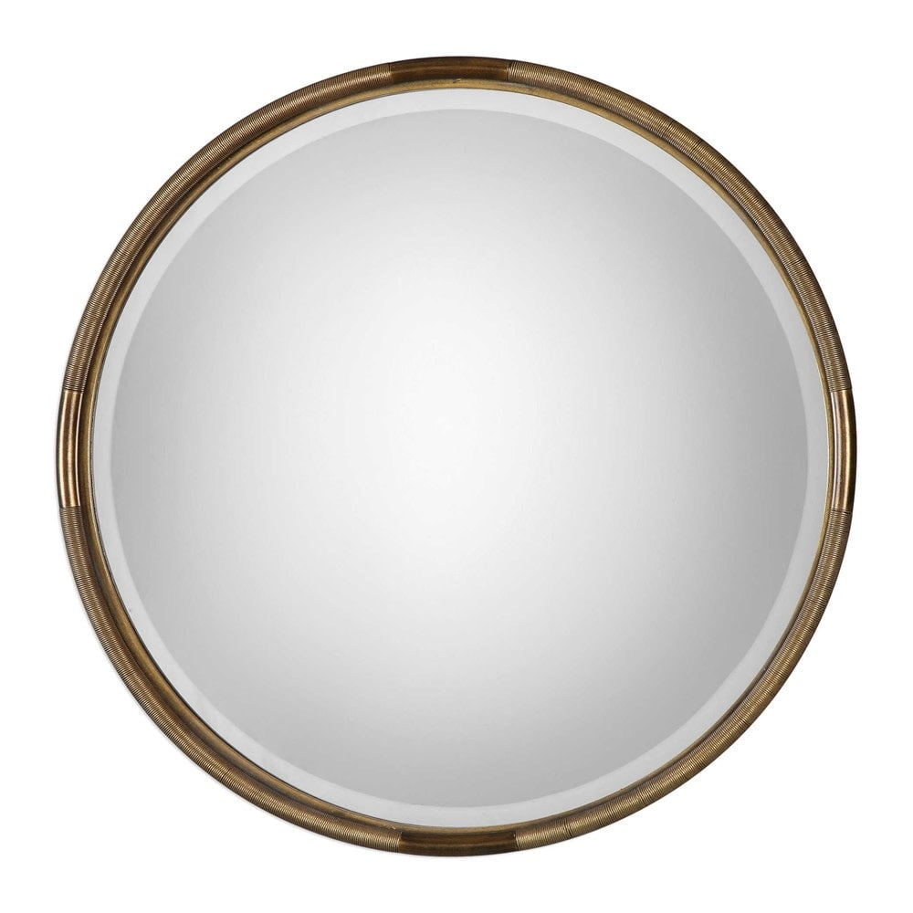 Uttermost 09244 Finnick 36 Diameter Iron Coil Frame Beveled Front Round Mirror From Grace Feyock Gold