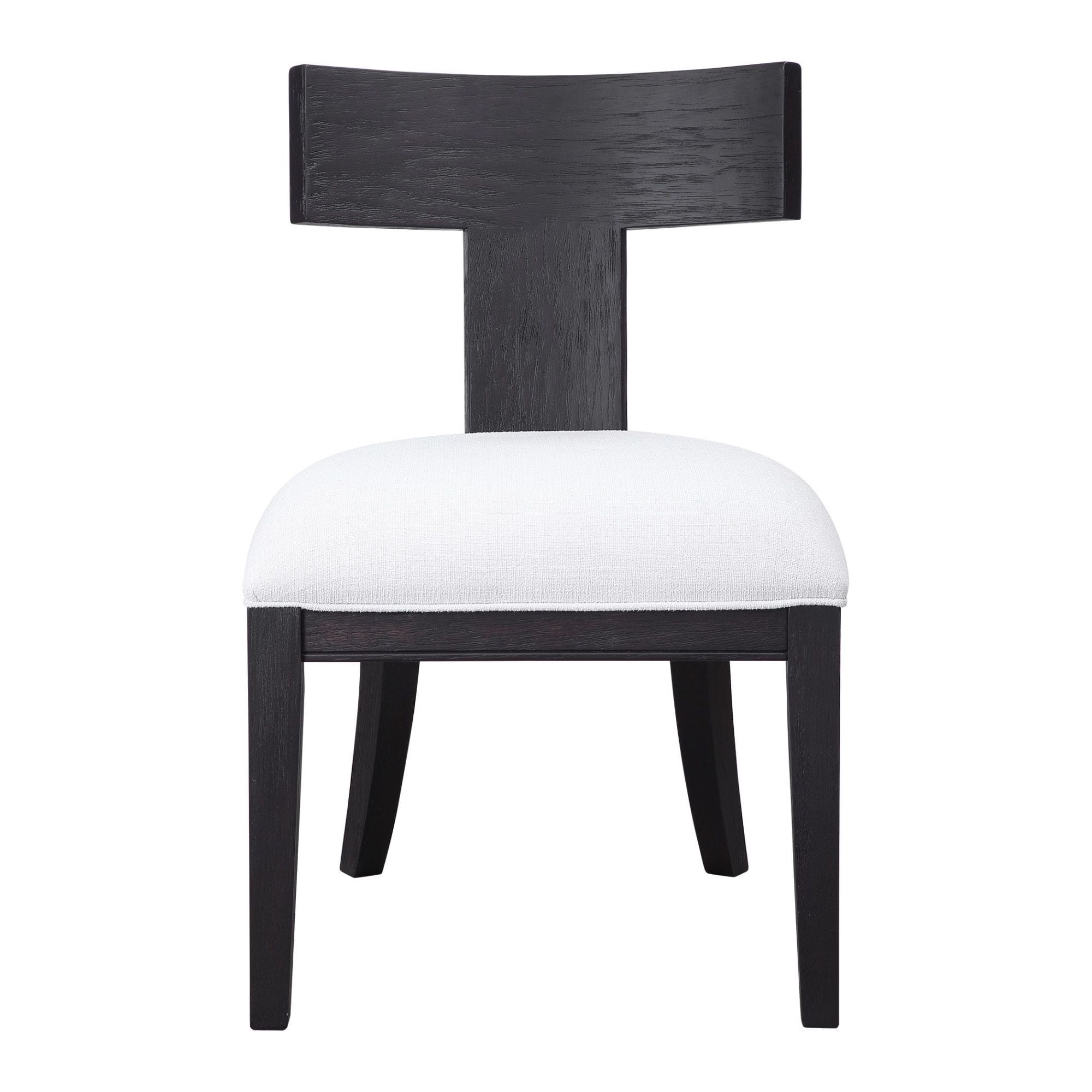 Uttermost 23533 Idris 21 Wide Klismos Style Chair With Slubbed Fabric Charcoal Black