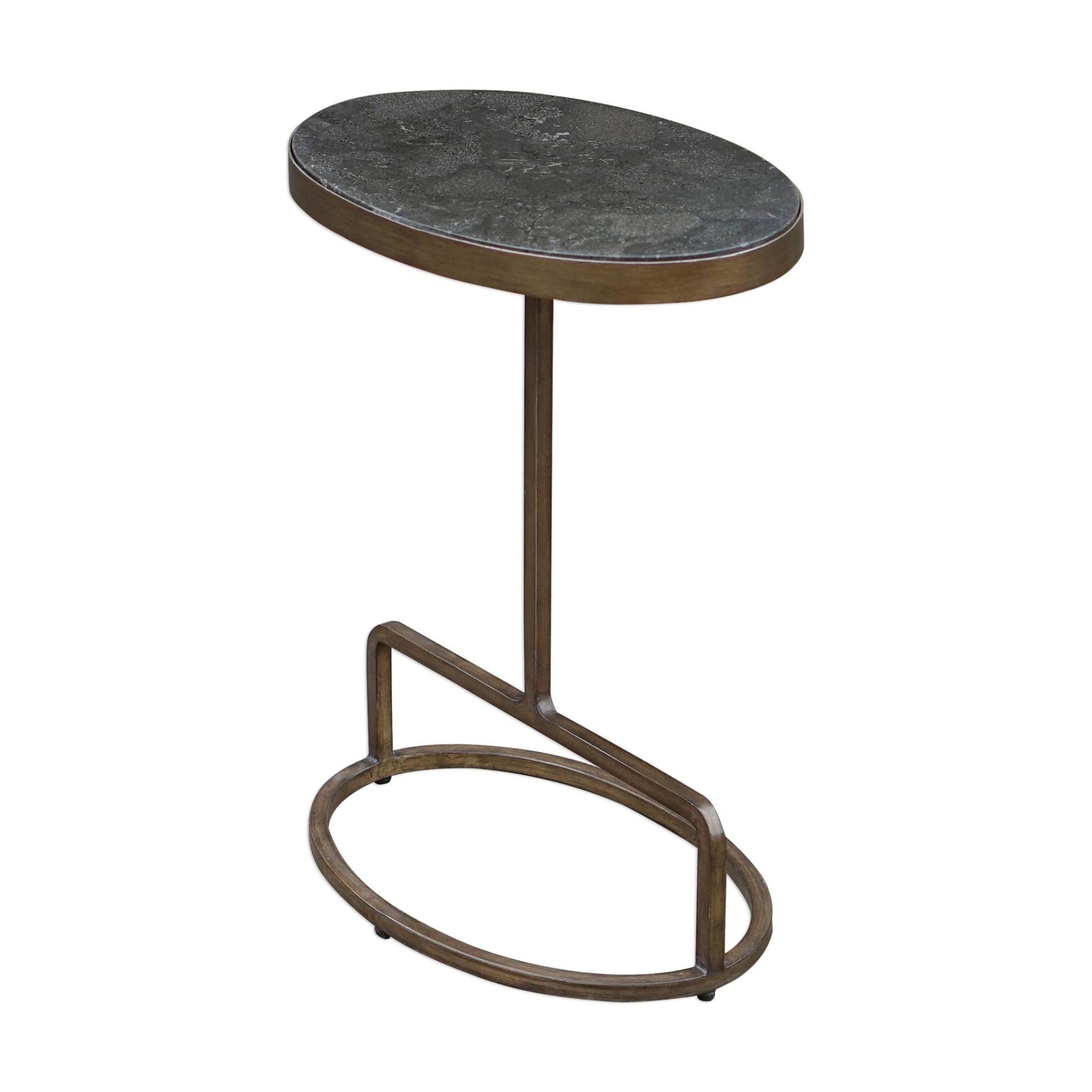 Uttermost Jessenia 12 Wide Marble Top Metal Pedestal Table Bluestone